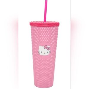 Hello Kitty Pink Studded 24 Oz. Acrylic Cup With Reusable Straw